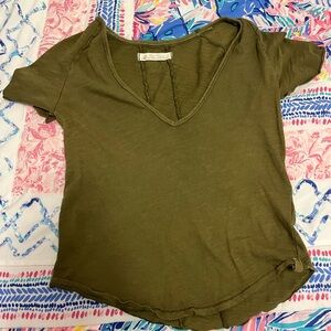 Free People Olive Green Tee